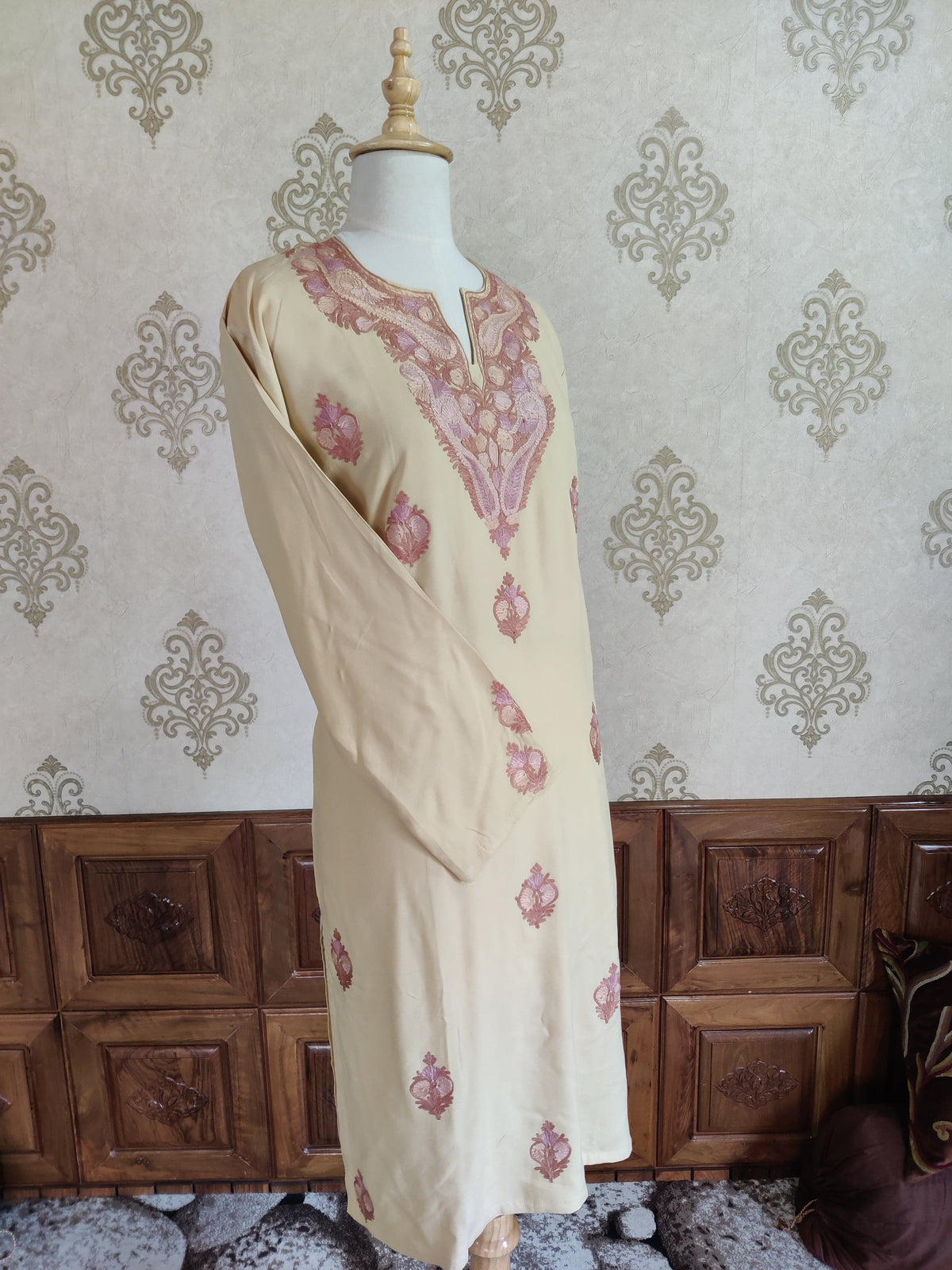 Golden Blossom Aari Embroidered Kurti