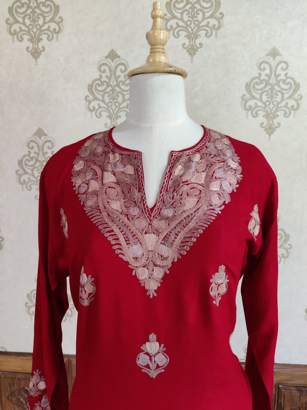 Crimson Majesty Aari Embroidered Kurti
