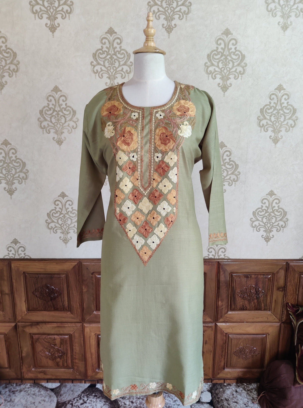 Sage Serenity Aari Embroidered Kurti