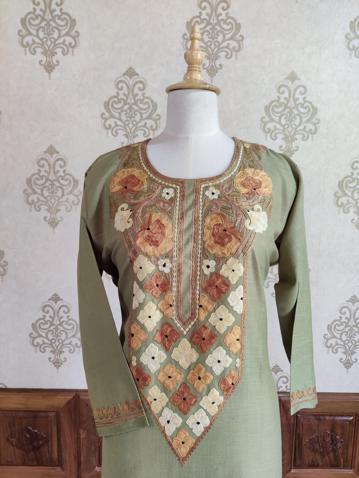 Sage Serenity Aari Embroidered Kurti