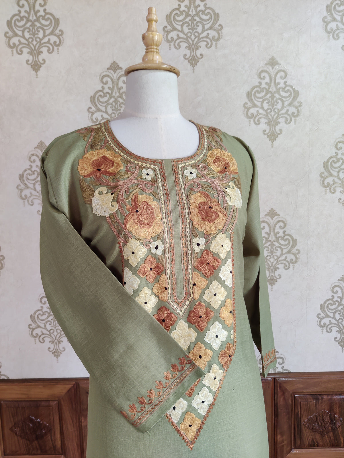 Sage Serenity Aari Embroidered Kurti