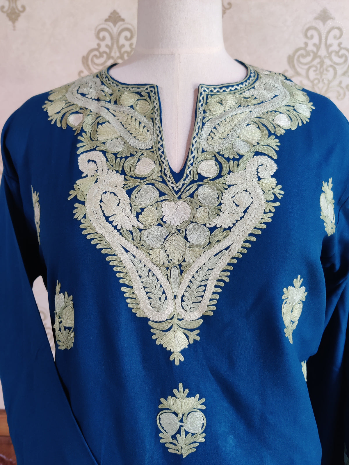 Royal Azure Aari Embroidered Kurti