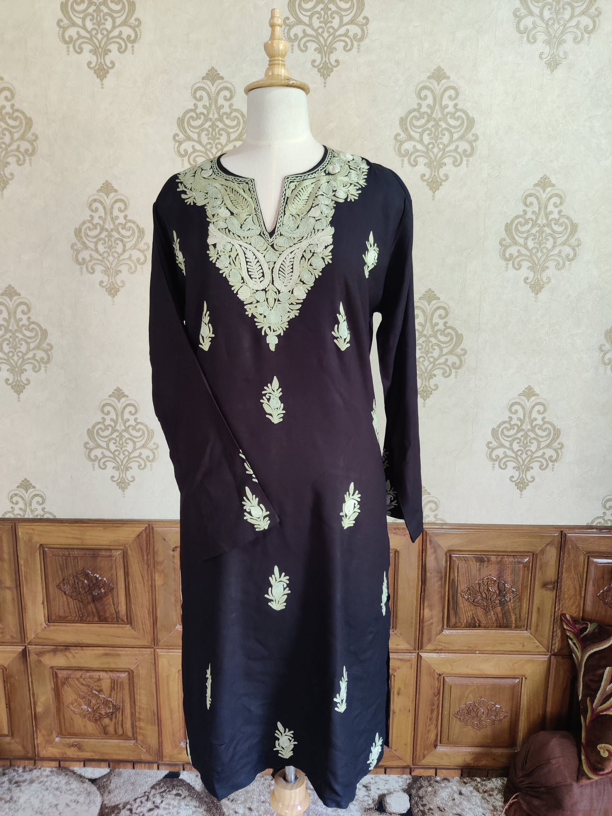 Midnight Blossom Aari Embroidered Kurti