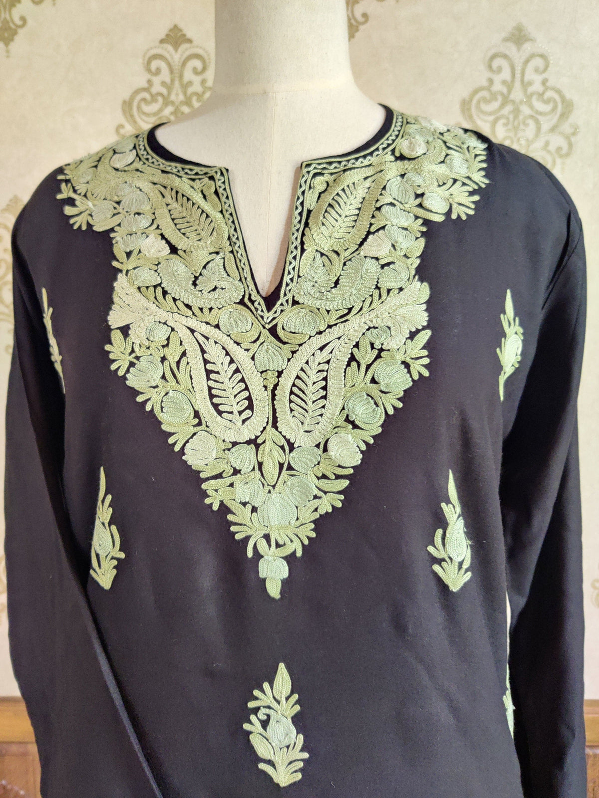 Midnight Blossom Aari Embroidered Kurti