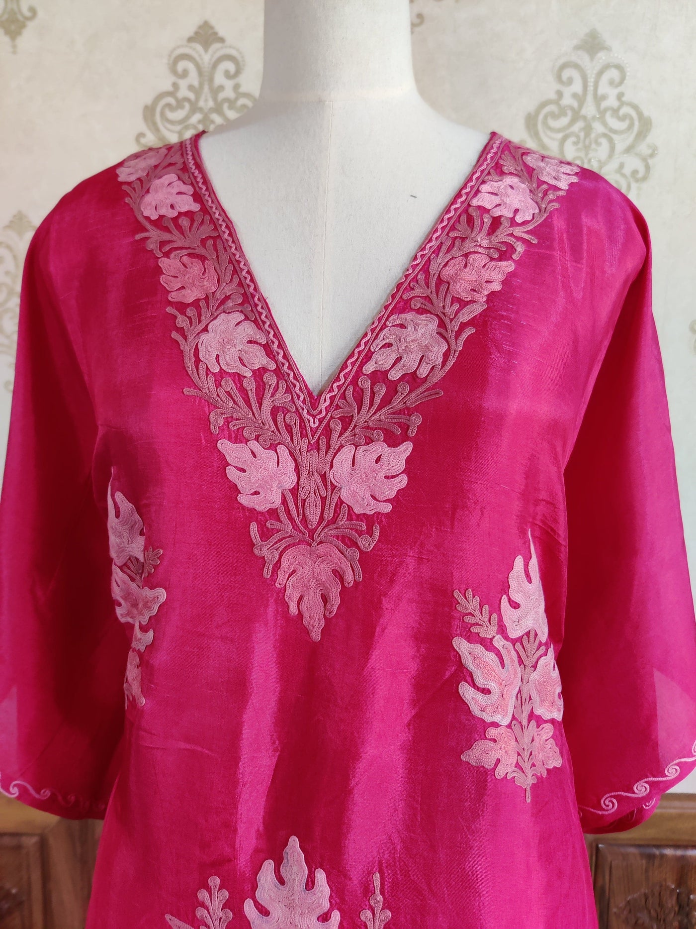 Fuchsia Fantasy Aari Embroidered Kaftan