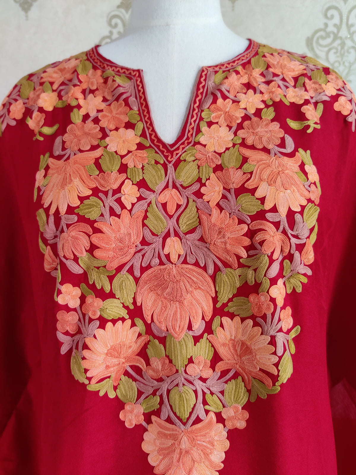 Scarlet Splendor Aari Embroidered Kurti
