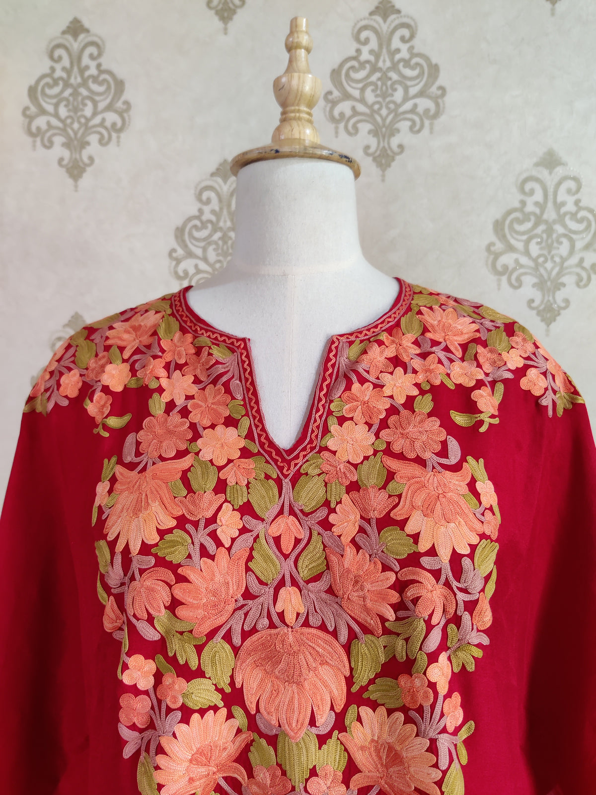 Scarlet Splendor Aari Embroidered Kurti