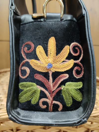 Midnight Flora Kashmiri Embroidered Handbag