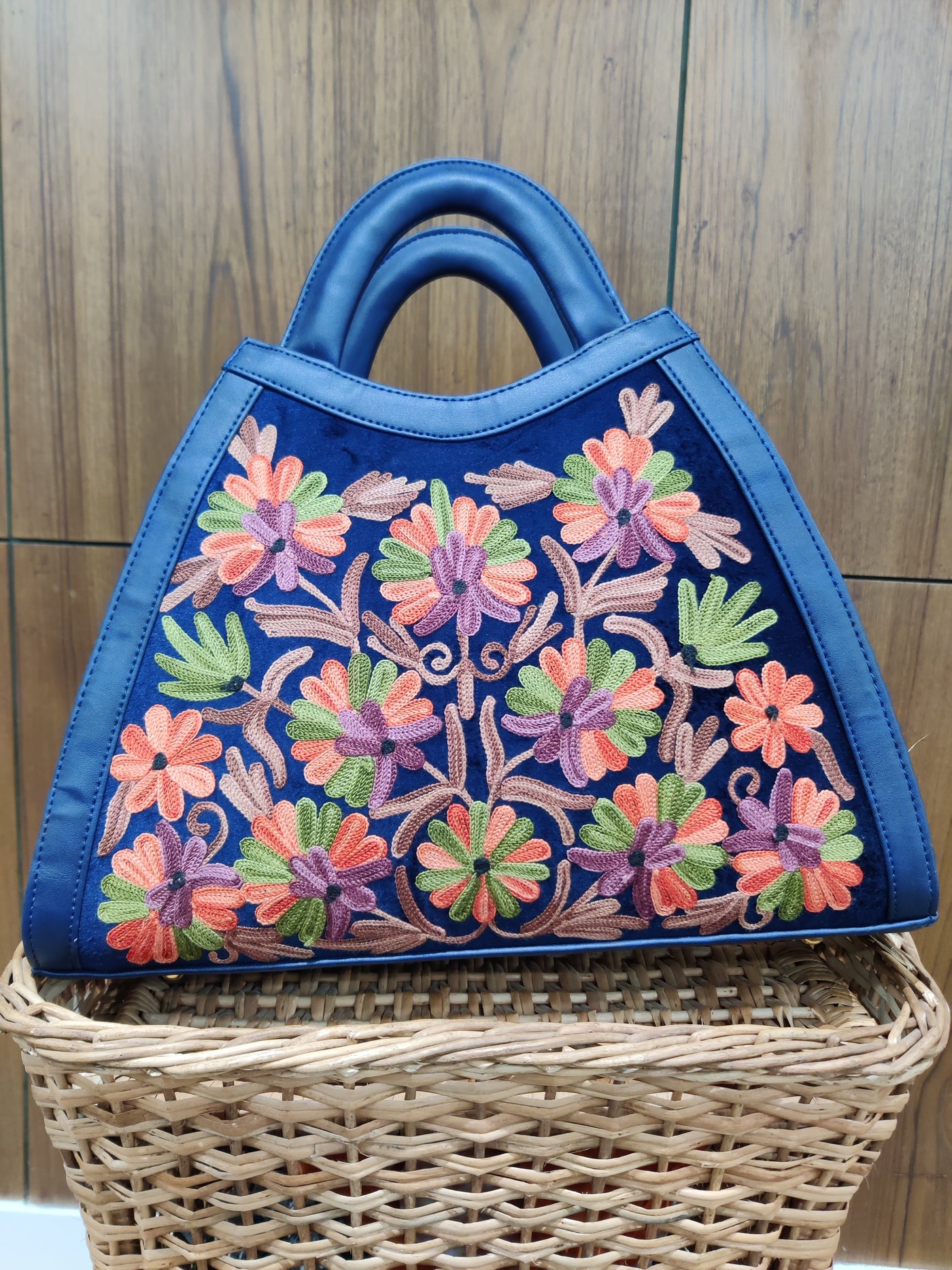 Sapphire Garden Kashmiri Embroidered Bag