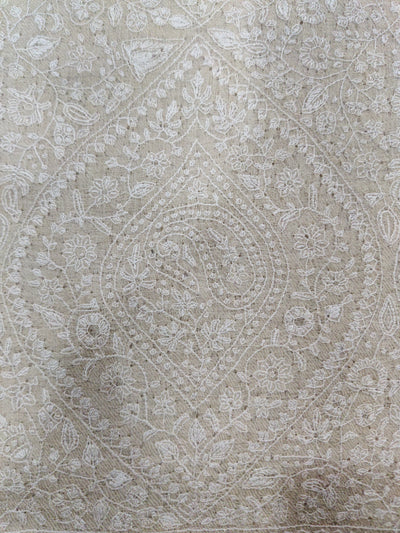 3 Yards : Ivory Whisper Hand Embroidered Sozni Pure Pashmina Shawl