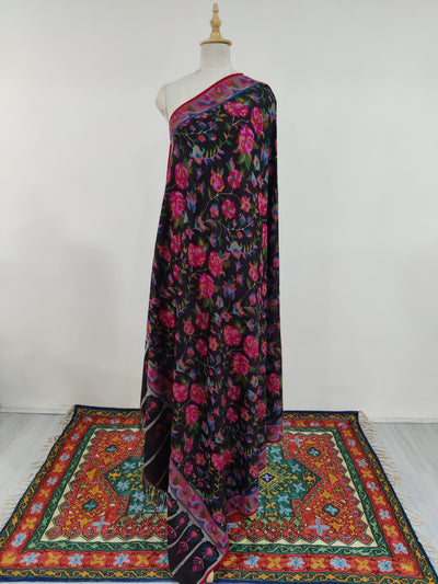 3 Yards : Floral Night Kani Pure Pashmina Shawl