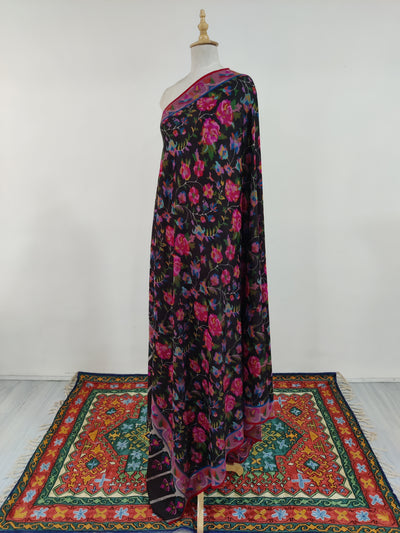 3 Yards : Floral Night Kani Pure Pashmina Shawl