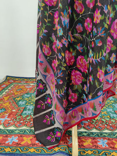 3 Yards : Floral Night Kani Pure Pashmina Shawl