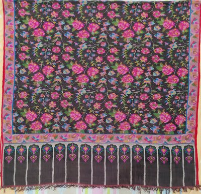 3 Yards : Floral Night Kani Pure Pashmina Shawl