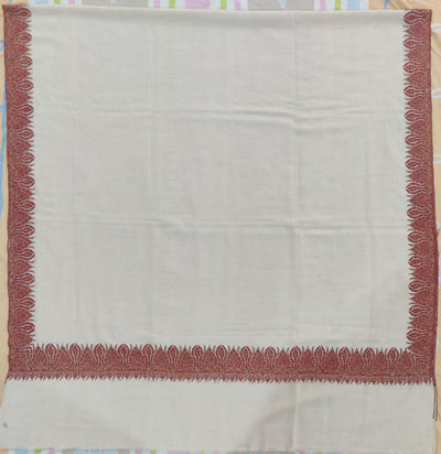 3 Yards : Crimson Cascade Sozni Hand Embroidered Pure Pashmina Shawl