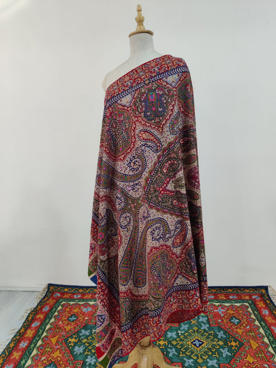 Kalamkari: Hand-Embroidered Sozni Pure Pashmina Shawl