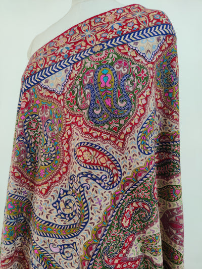 Kalamkari: Hand-Embroidered Sozni Pure Pashmina Shawl