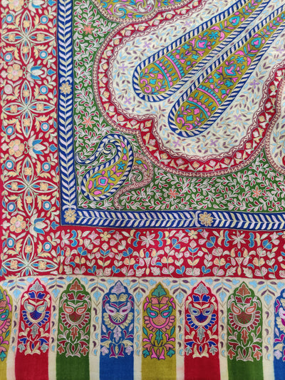 Kalamkari: Hand-Embroidered Sozni Pure Pashmina Shawl