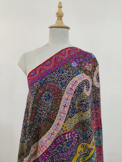 Kalamkari: Hand-Embroidered Sozni Pure Pashmina Shawl