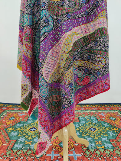 Kalamkari: Hand-Embroidered Sozni Pure Pashmina Shawl