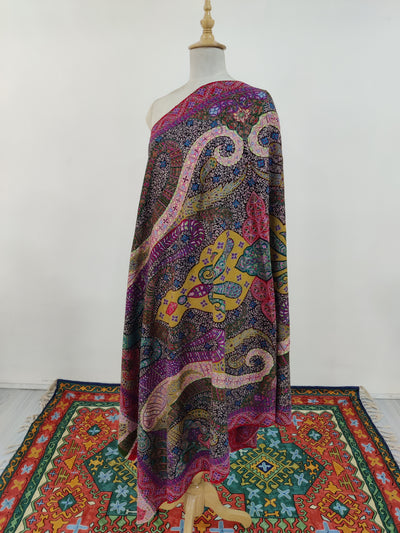 Kalamkari: Hand-Embroidered Sozni Pure Pashmina Shawl