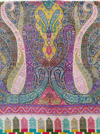 Kalamkari: Hand-Embroidered Sozni Pure Pashmina Shawl