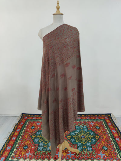 Autumn Embers: Sozni Hand-Embroidered Pure Pashmina Shawl