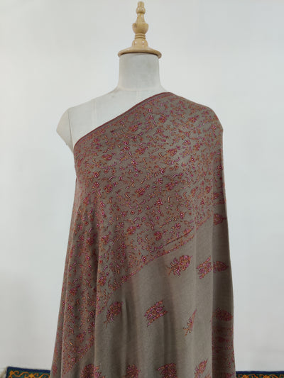 Autumn Embers: Sozni Hand-Embroidered Pure Pashmina Shawl