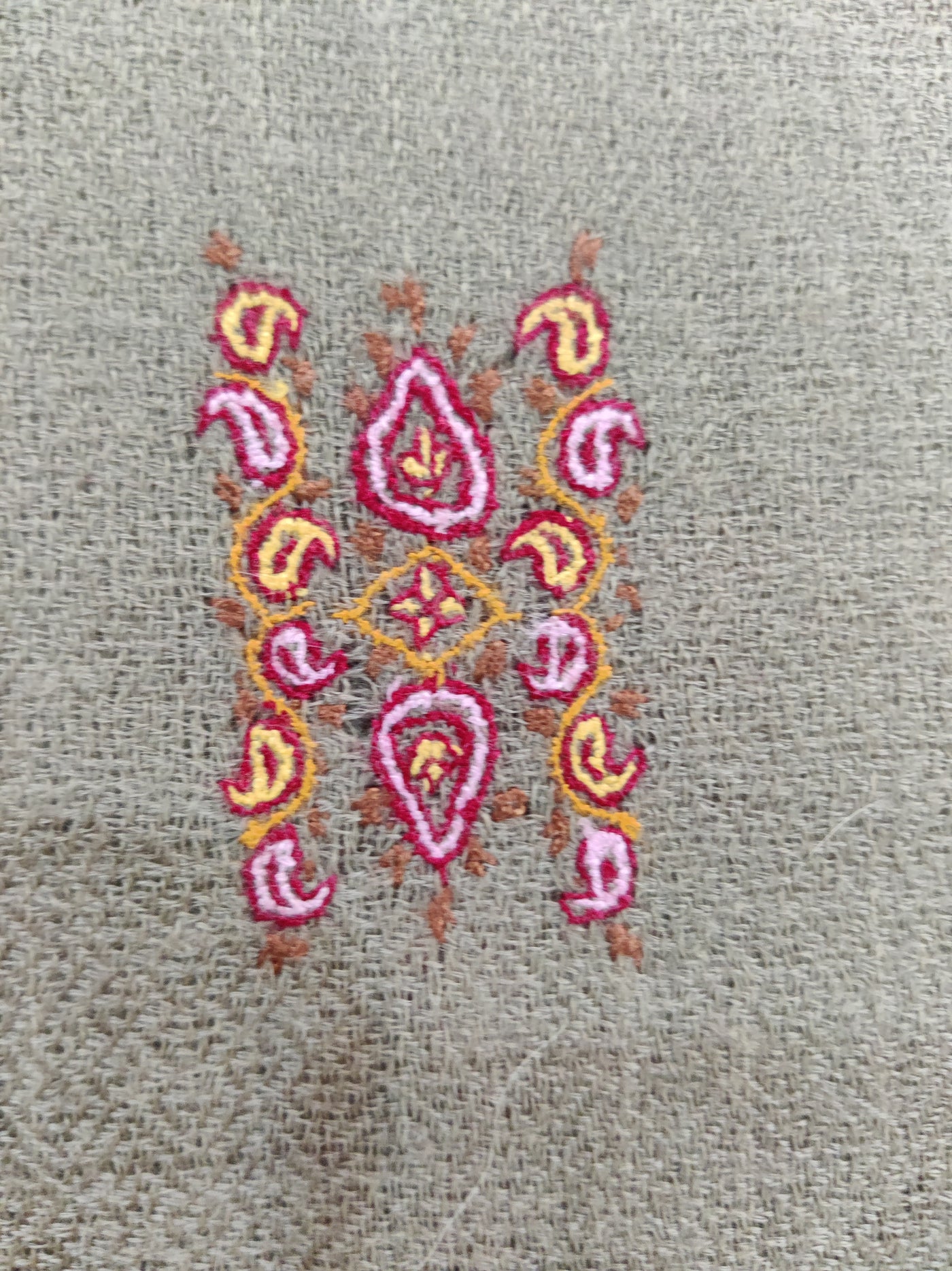 Autumn Embers: Sozni Hand-Embroidered Pure Pashmina Shawl