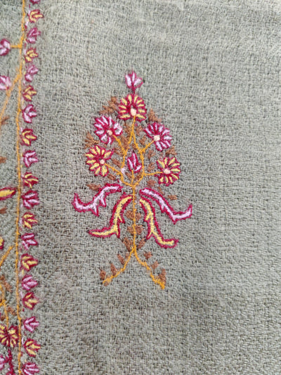 Autumn Embers: Sozni Hand-Embroidered Pure Pashmina Shawl