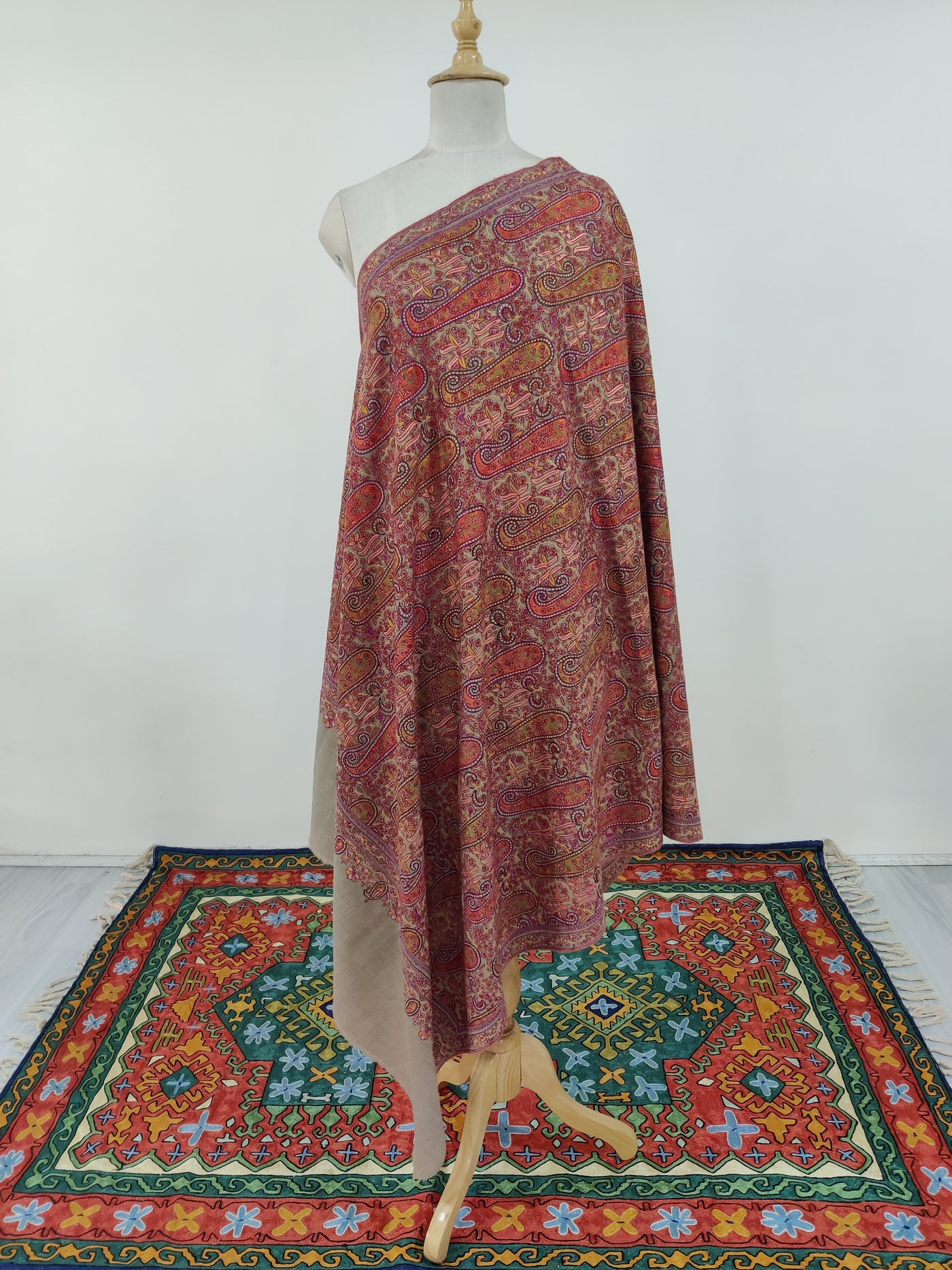 Ruby Heritage Sozni Embroidered Pure Pashmina Shawl