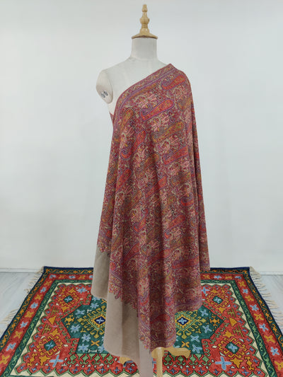 Ruby Heritage Sozni Embroidered Pure Pashmina Shawl