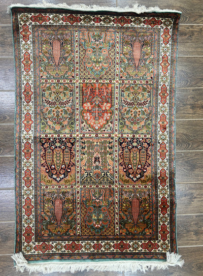 Autumn Splendor - Pure Silk Hand Knotted Kashmiri Carpet (2.5FT * 4FT)