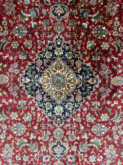 Ruby Elegance - Pure Silk Hand Knotted Kashmiri Carpet (3FT * 5FT)