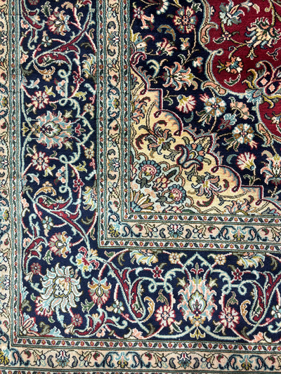 Ruby Elegance - Pure Silk Hand Knotted Kashmiri Carpet (3FT * 5FT)