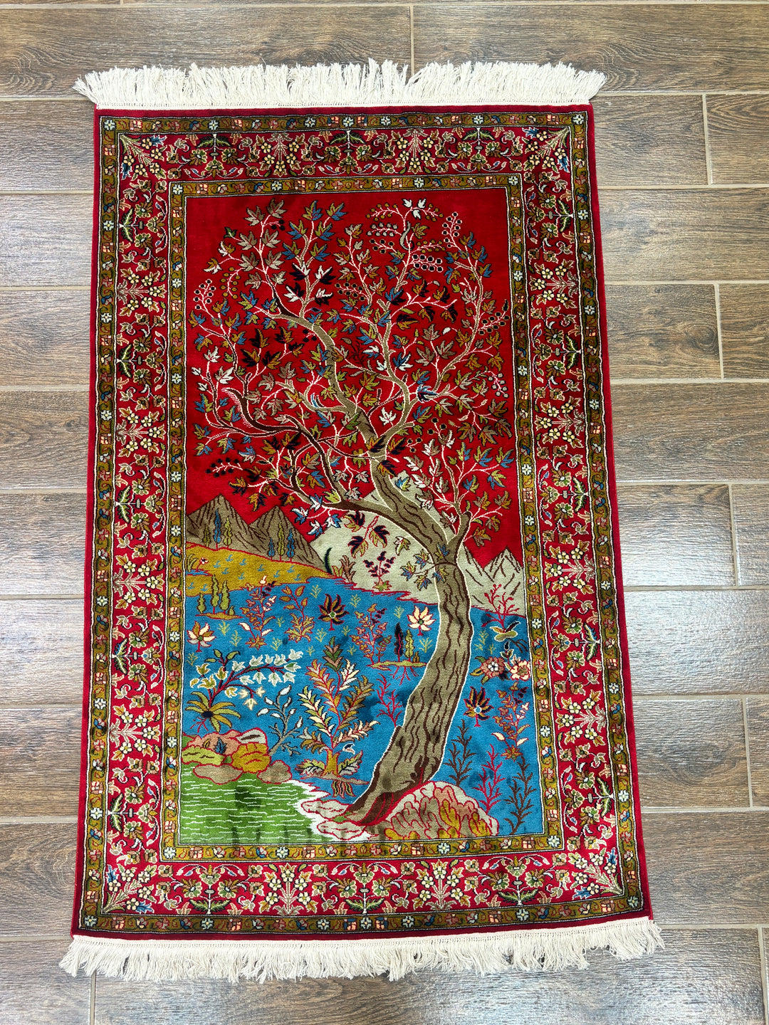 Tree of Life - Pure Silk Hand Knotted Kashmiri Carpet (2.5FT * 4FT