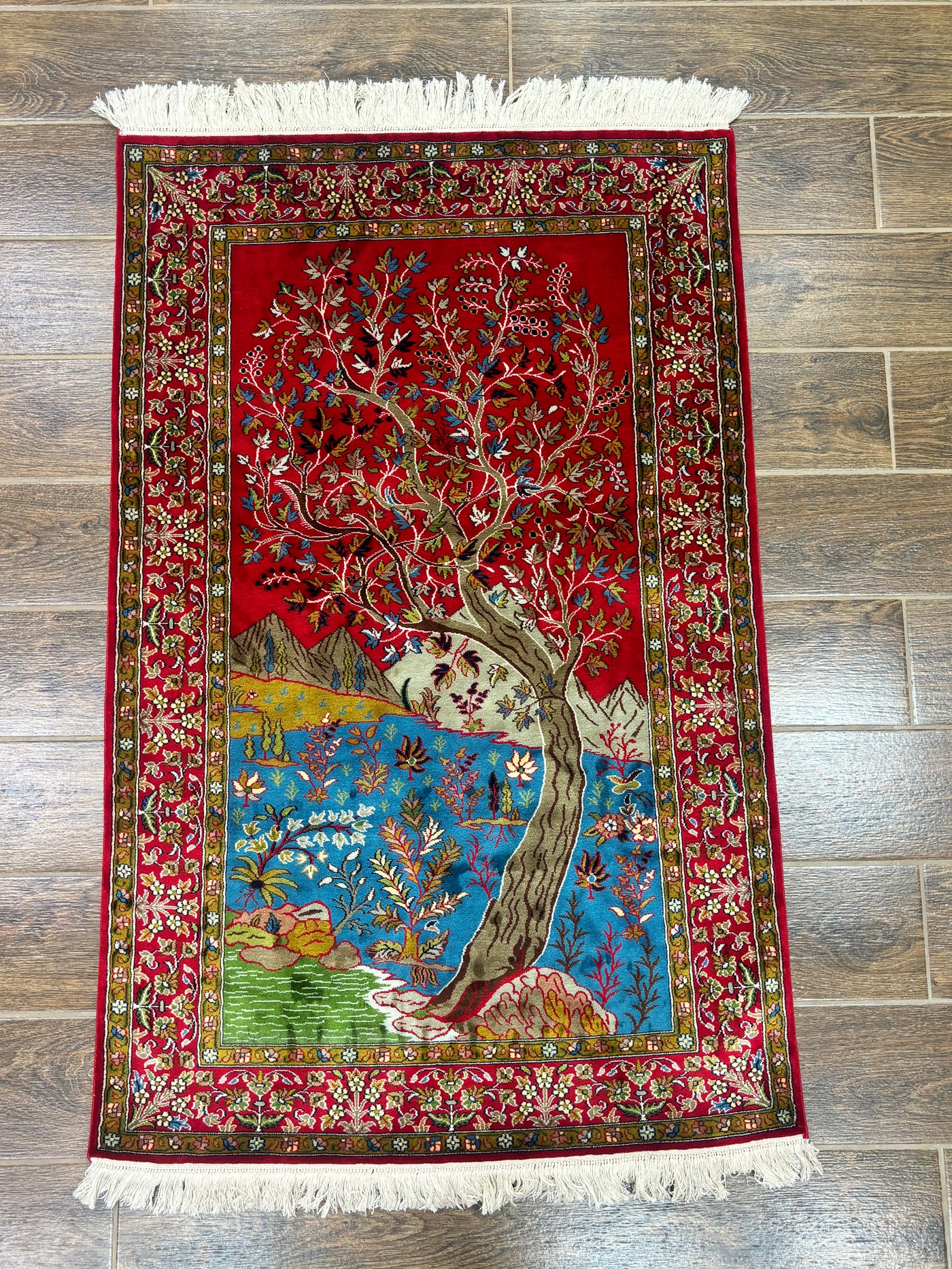 Tree of Life - Pure Silk Hand Knotted Kashmiri Carpet (2.5FT * 4FT)