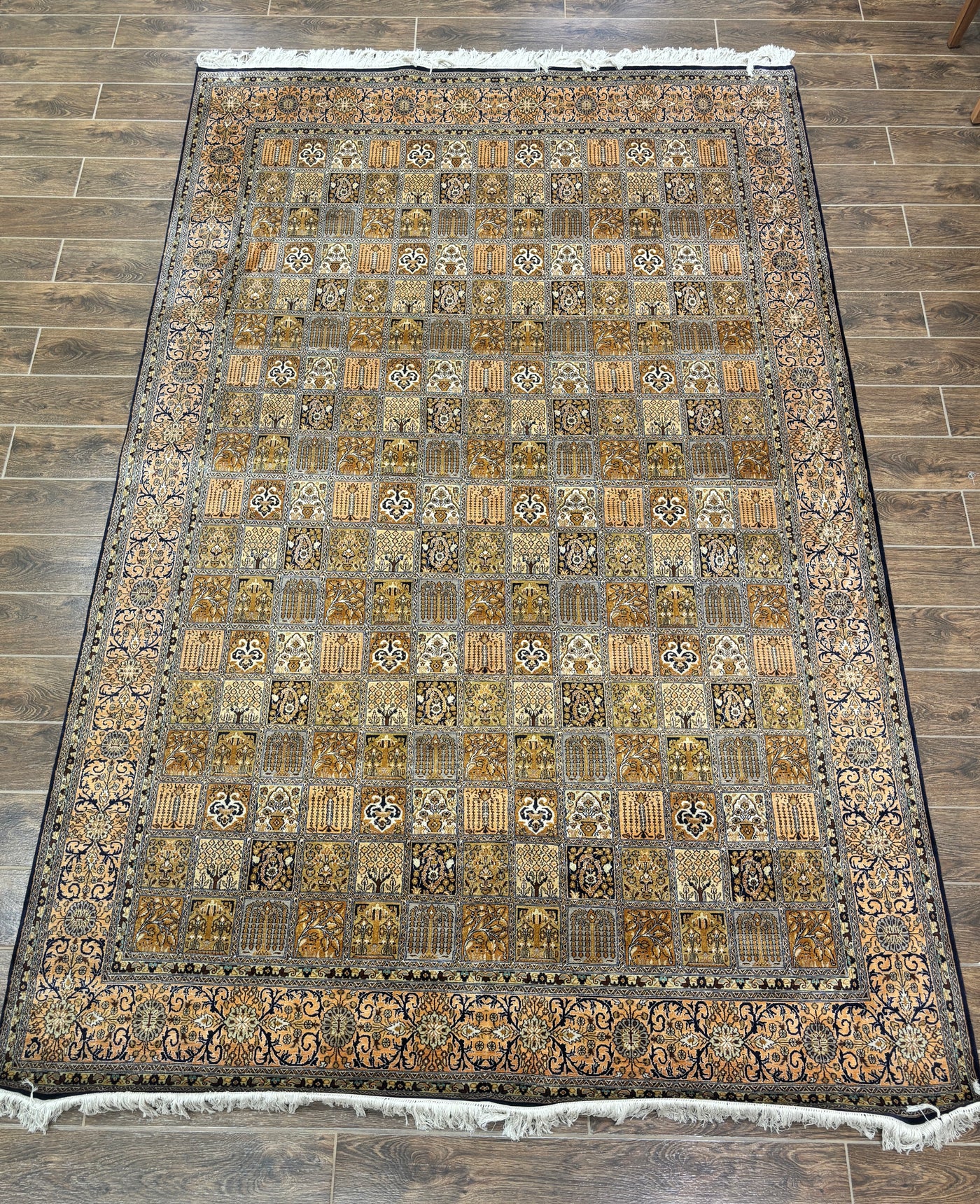 Golden Elegance - Pure Silk Hand Knotted Kashmiri Carpet (3FT * 5FT)