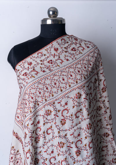 Spring Blossom: Hand Embroidered Merino Wool Sozni Shawl