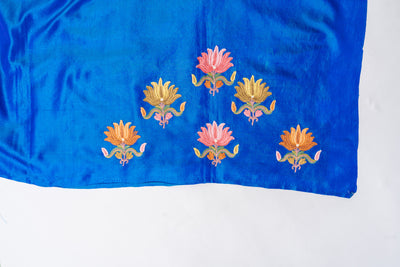 Sapphire Serenity Pure Silk Hand Aari Embroidery Saree