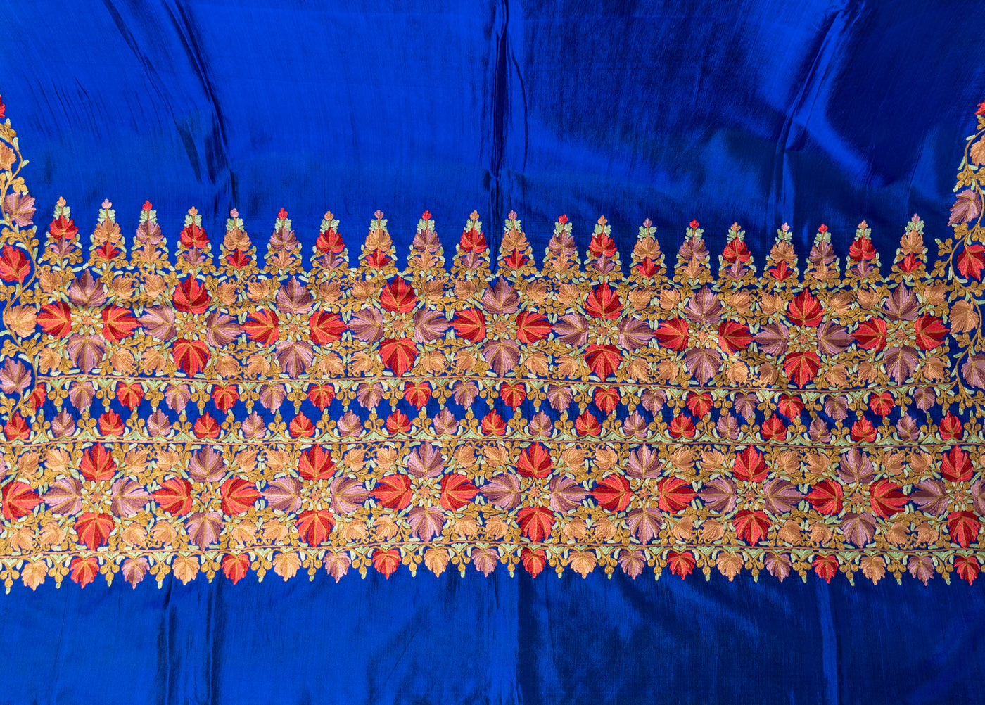 Royal Blue Bliss Pure Silk Hand Aari Embroidery Saree