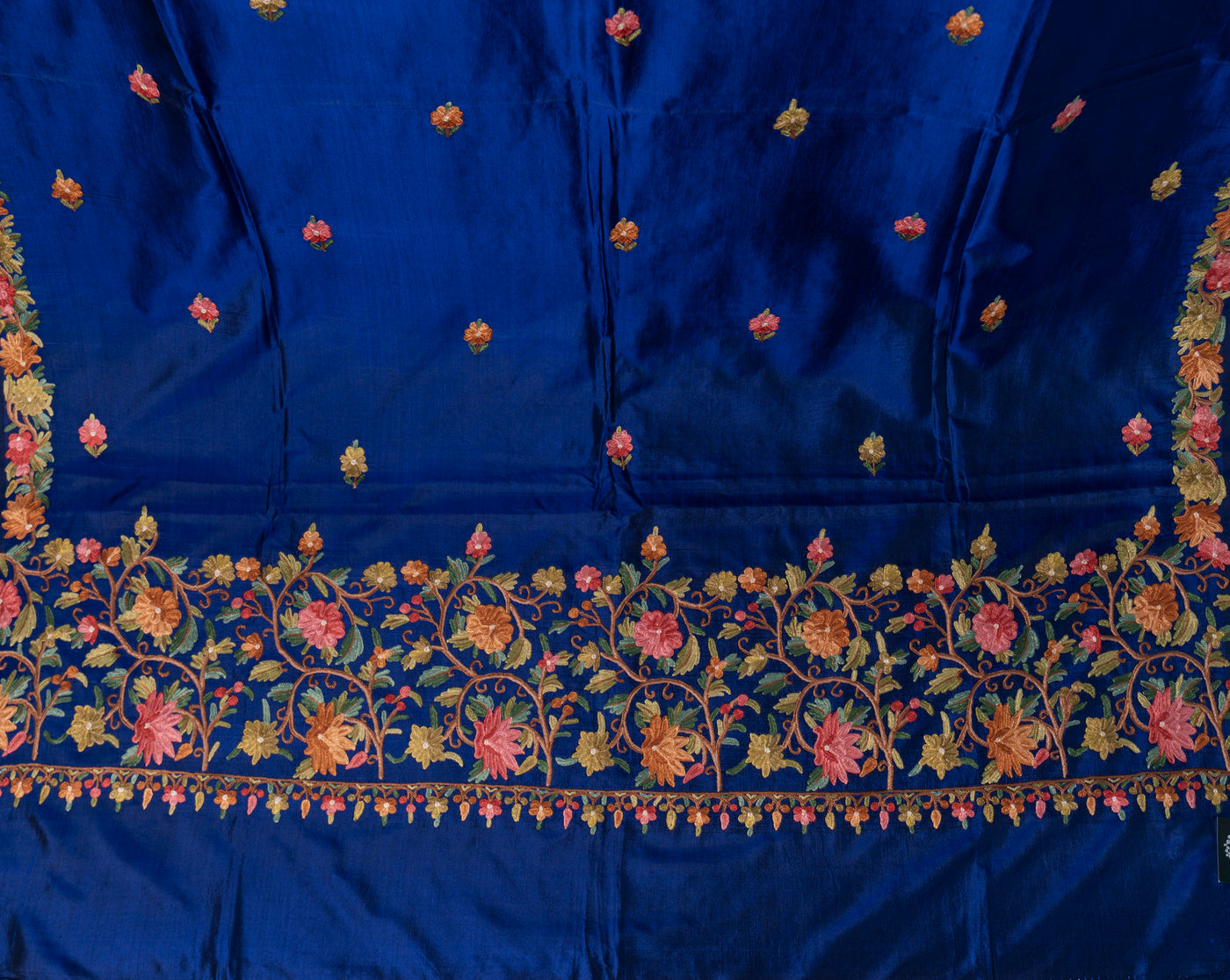 Sapphire Symphony Pure Silk Hand Aari Embroidery Saree