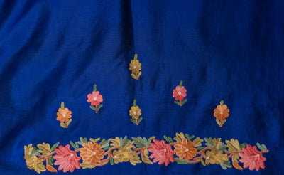 Sapphire Symphony Pure Silk Hand Aari Embroidery Saree