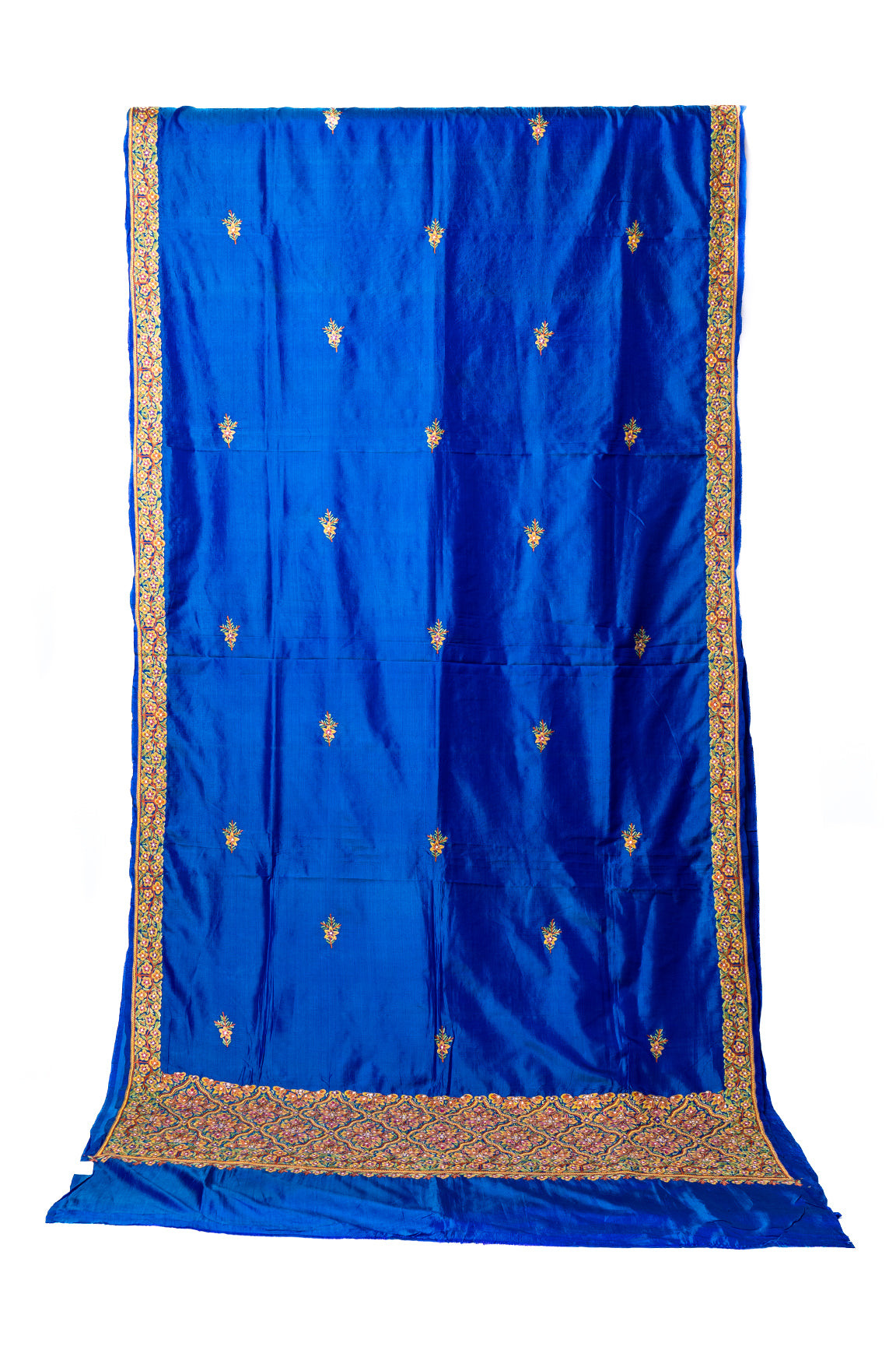 Royal Azure Pure Silk Hand Aari Embroidery Saree