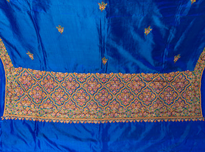 Royal Azure Pure Silk Hand Aari Embroidery Saree