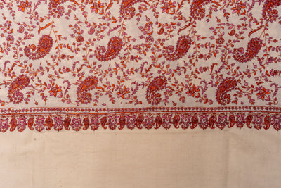 Sozni Blossom Whisper Hand Embroidered Pashmina Shawl