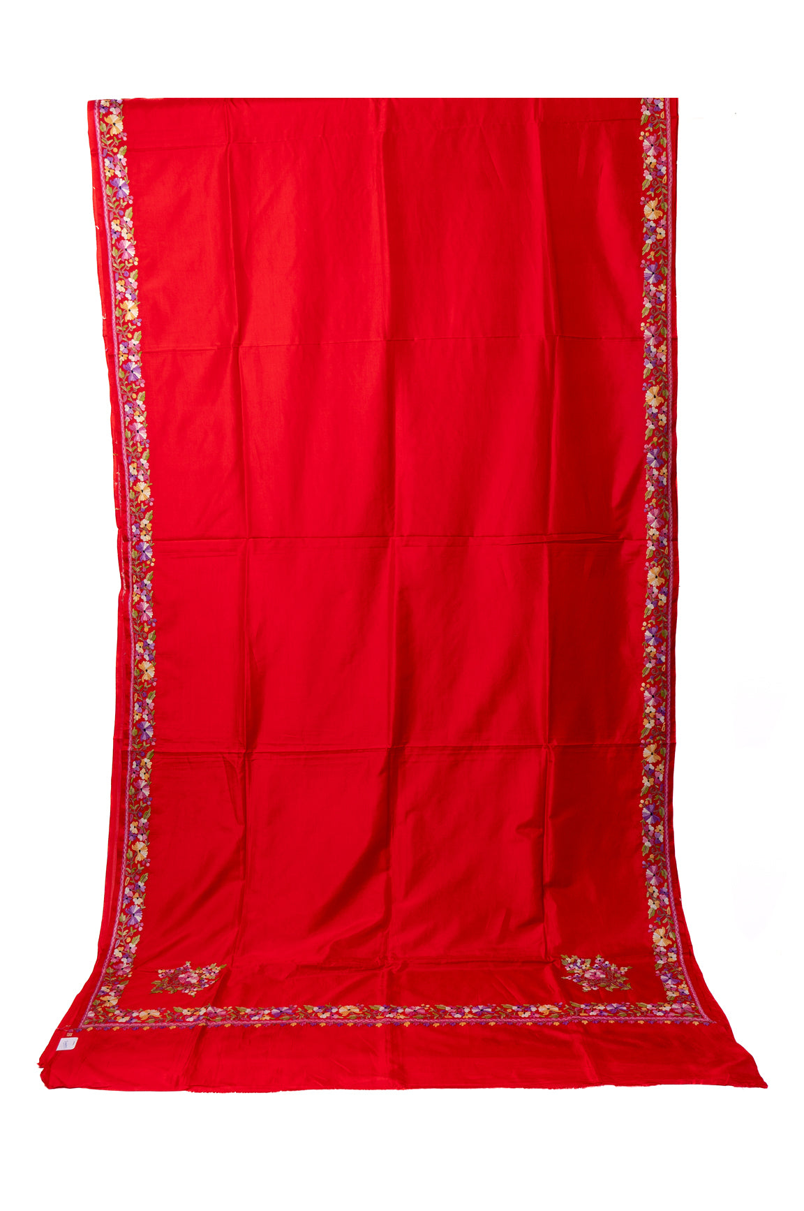 Ruby Radiance: Pure Silk Hand Aari Embroidered Saree