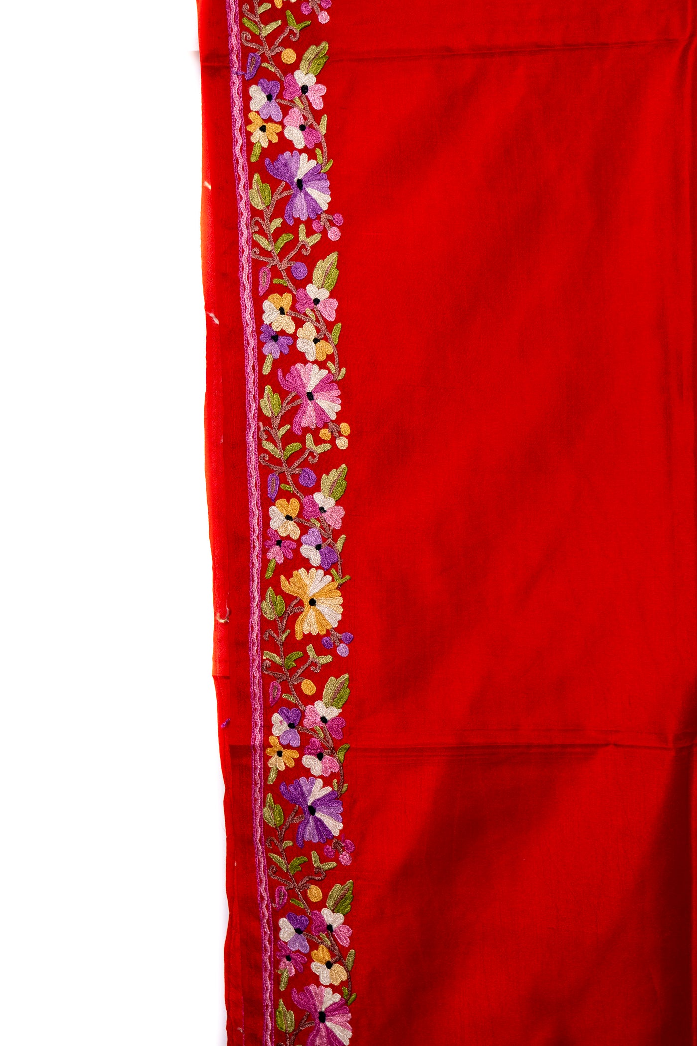 Ruby Radiance: Pure Silk Hand Aari Embroidered Saree