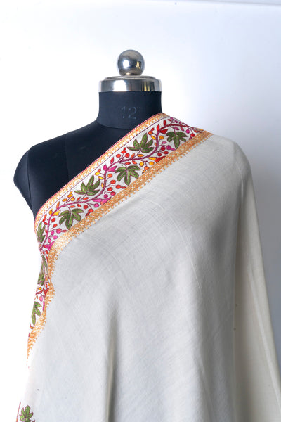 Sozni Embroidered Merino Woolen Shawl with Hand Tilla Embroidery