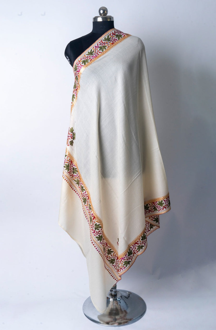 Sozni Embroidered Merino Woolen Shawl with Hand Tilla Embroidery